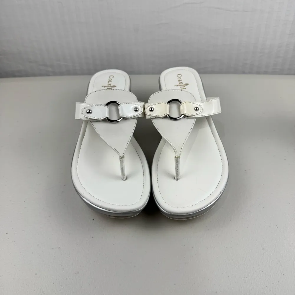 Cole Haan Original Grand Wedge Nike Air White Leather Sandals Women's Size 9.5B - Image 2
