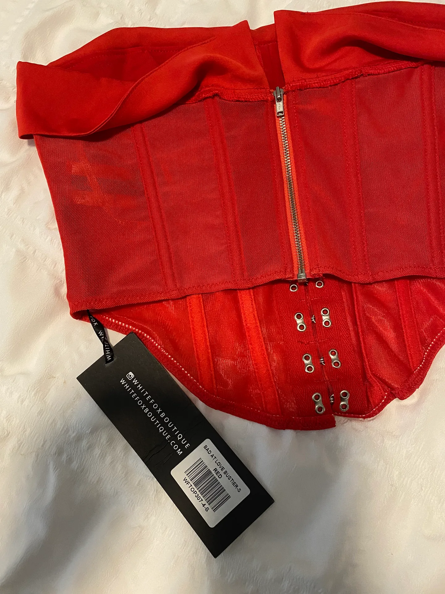 Bad At Love Red Bustier Crop Top Small 🍓 - Image 5