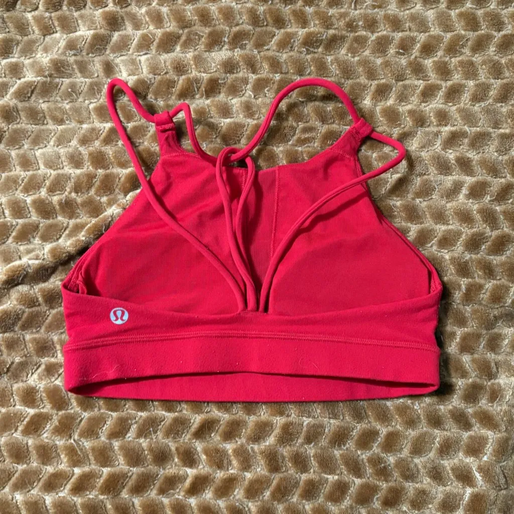 EXCELLENT Lululemon Trinity Sports Bra Currant Red Crop Top Yoga Training 4 - Image 4