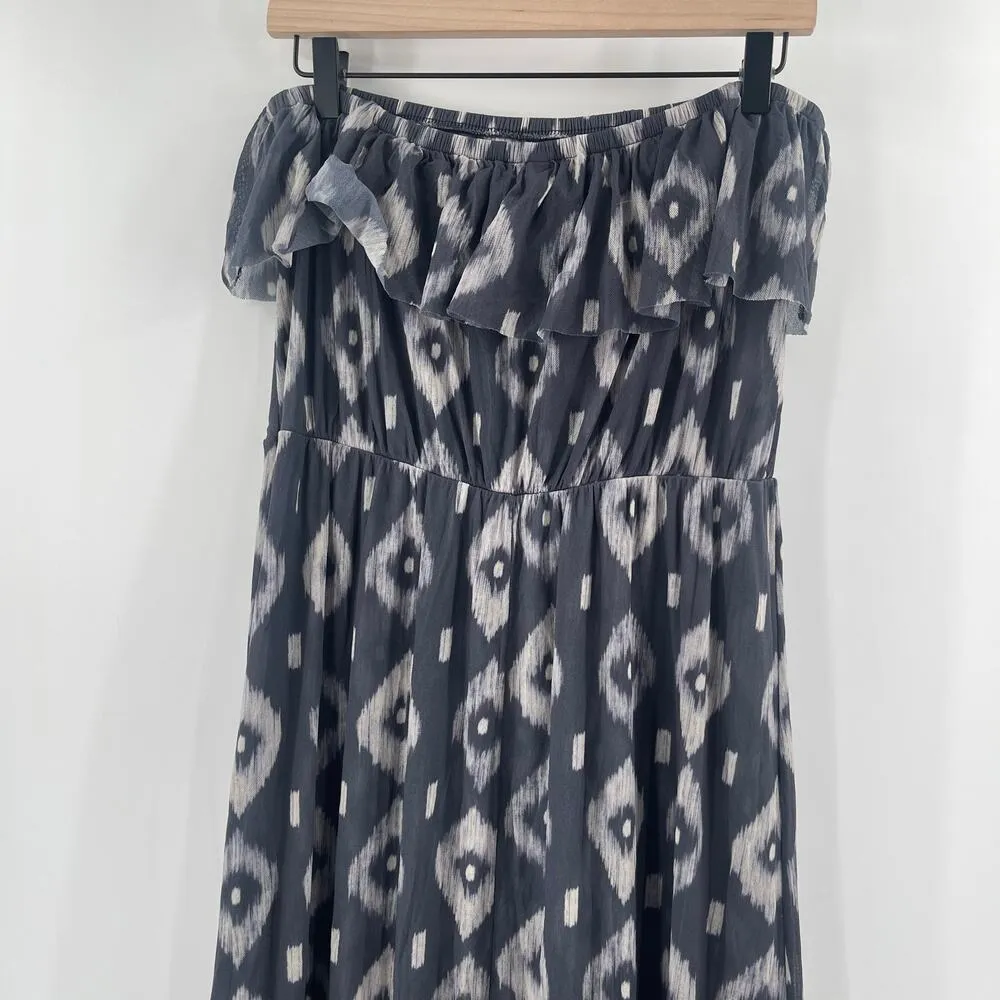 SWEET PEA Dress Size Large Maxi Long Y2000s 2K Strapless Gray Lightweight Ruffle - Image 5