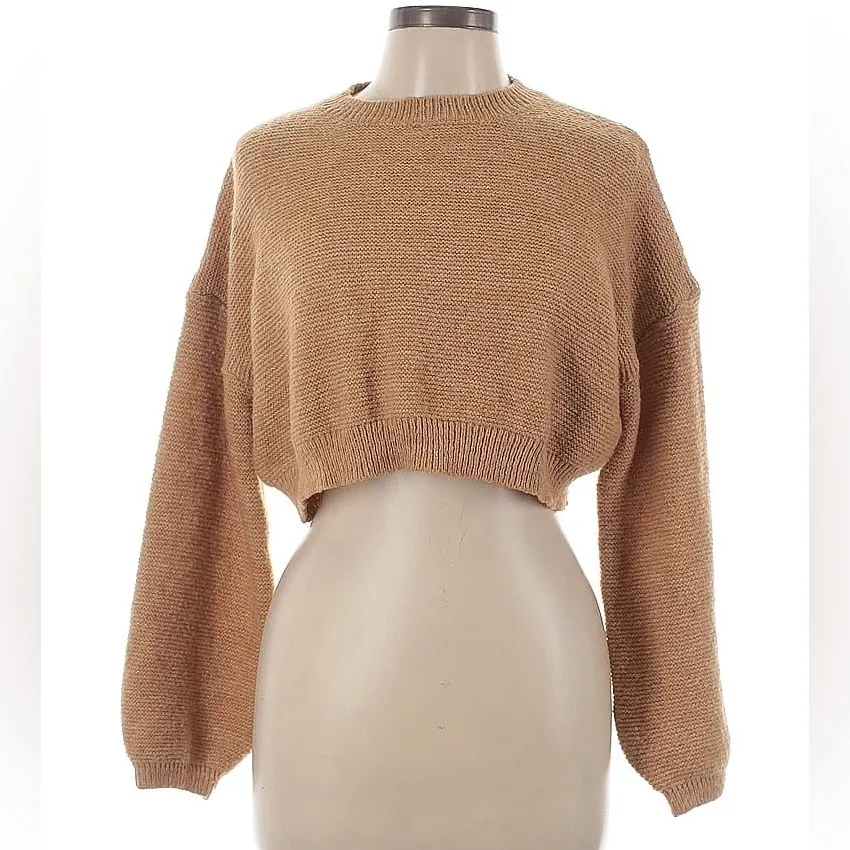 Nasty Gal cropped balloon sleeve sweater size s/m - Image 2