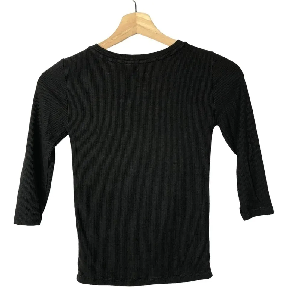 American Eagle AEO Dark Gray Fitted Ribbed Half Sleeve T-Shirt XS - Image 2