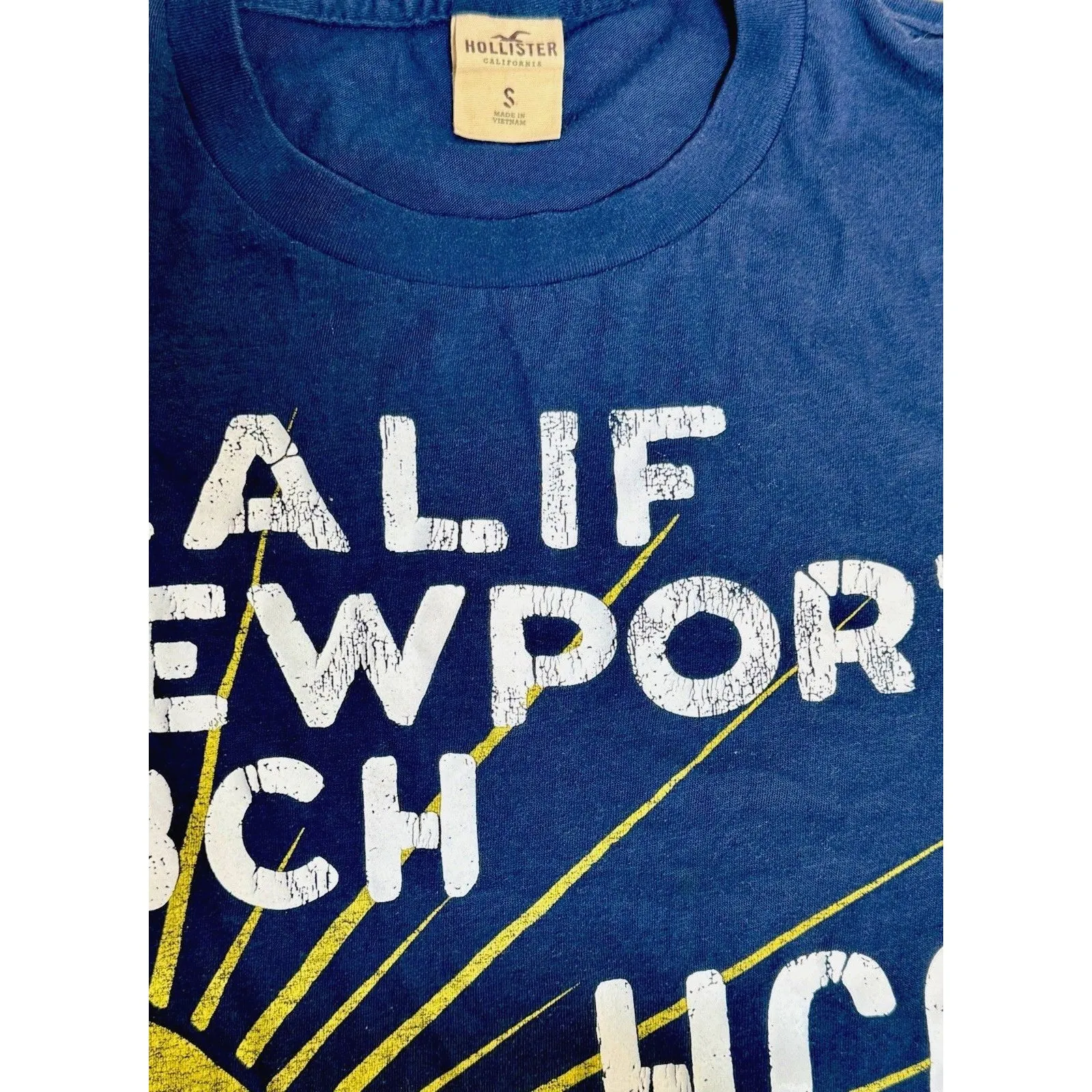 Hollister Newport Beach Graphic Long Sleeve T Shirt Women Small Navy Blue - Image 4