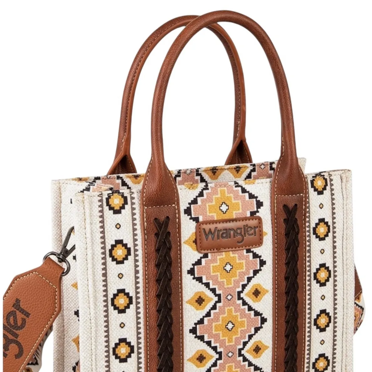 NWT! Wrangler Southwestern Small Canvas Tote/Crossbody in Coffee - Image 6