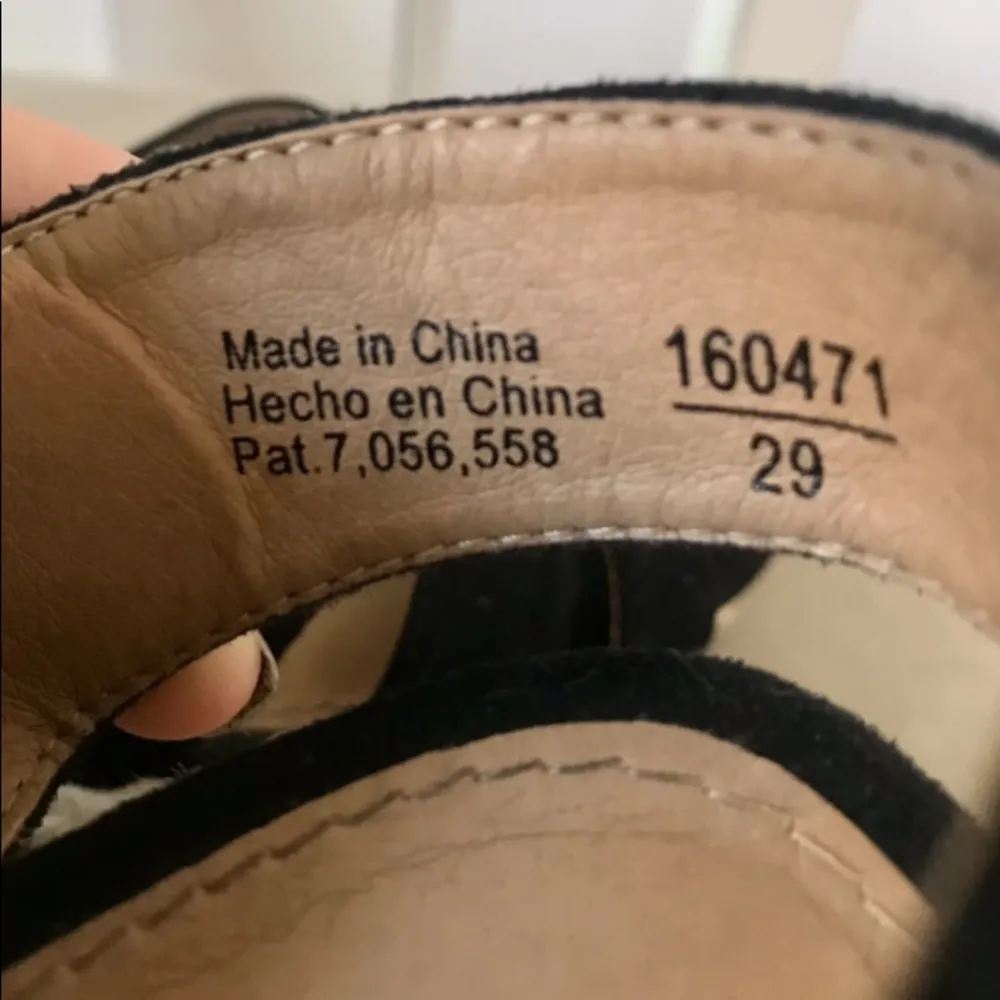 Black Suede Strap, Basket Weave Platform Wedge Sandal Shoes, Sz. 8/EUR: 29 - Image 7