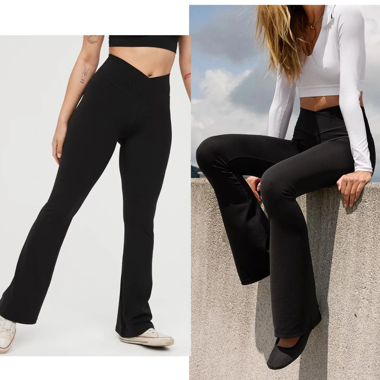 Aerie Offline Crossover Black Flares Size Small - Image 2