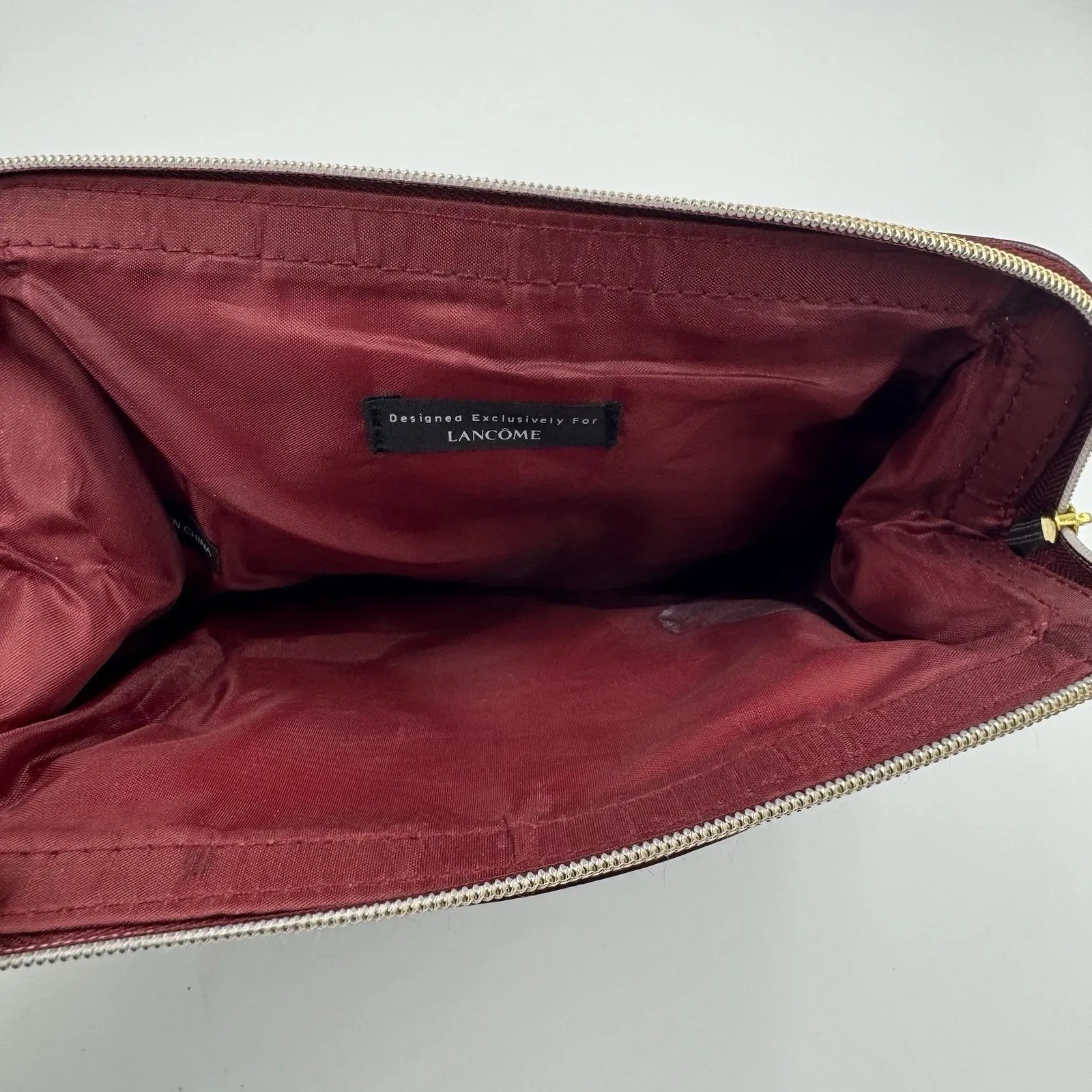 Lancome Red Burgundy Croc Cosmetic Make Up Travel Bag Case Crocodile - Image 4