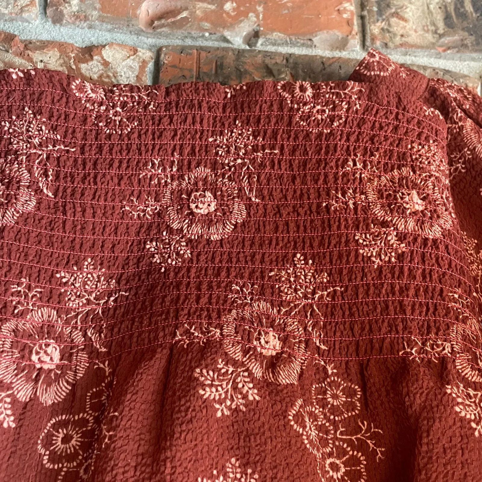 Madewell Preston Puff Sleeve Top Size Small Letterpress Floral Sweetheart - Image 2