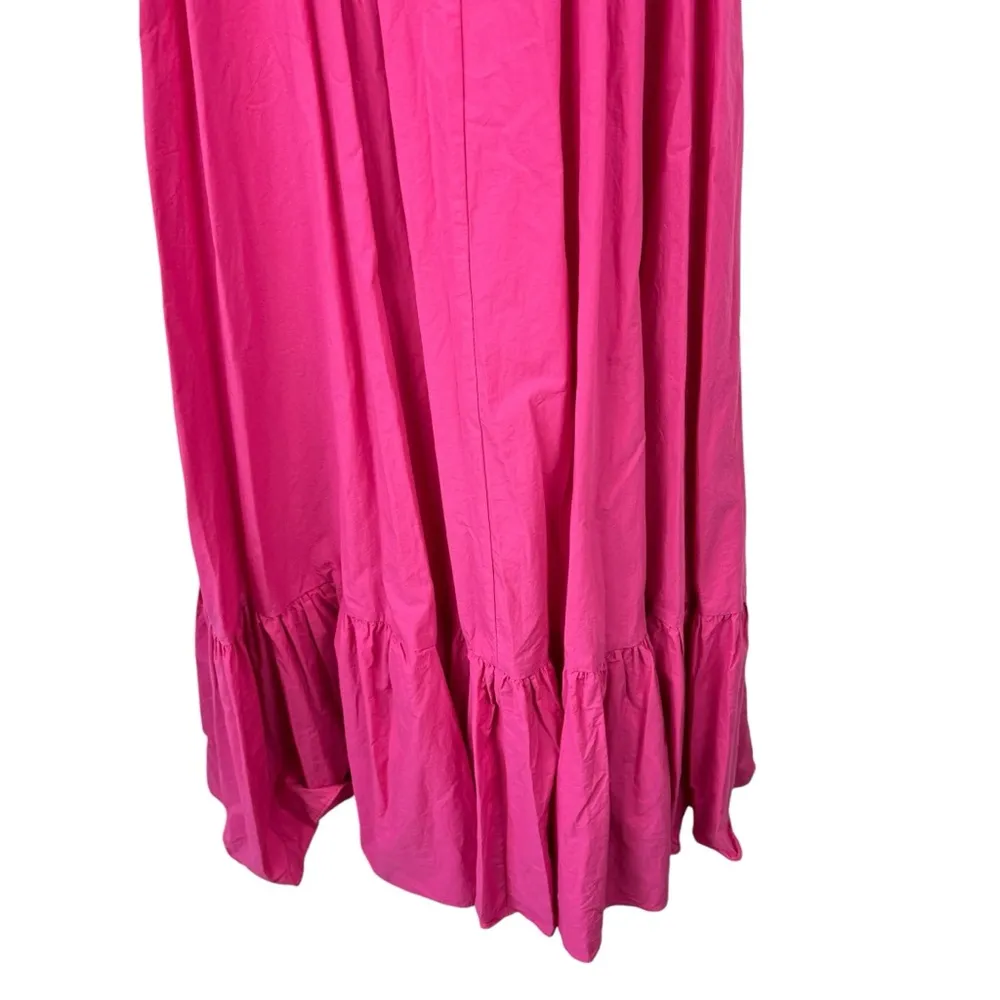 ZARA Hot Pink Puff Bubble Sleeve Tiered‎ Midi Dress Flowy Barbie Feminine XS - Image 7