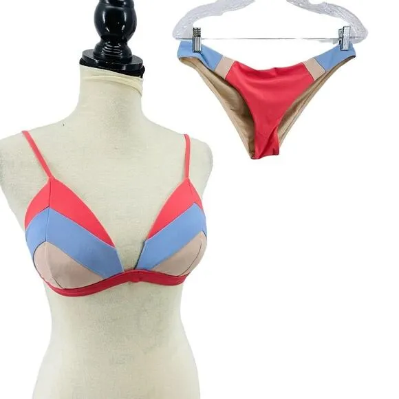 Hula Honey Colorblocked Molded Cup Push-Up Bikini Set Womens Large - Image 2