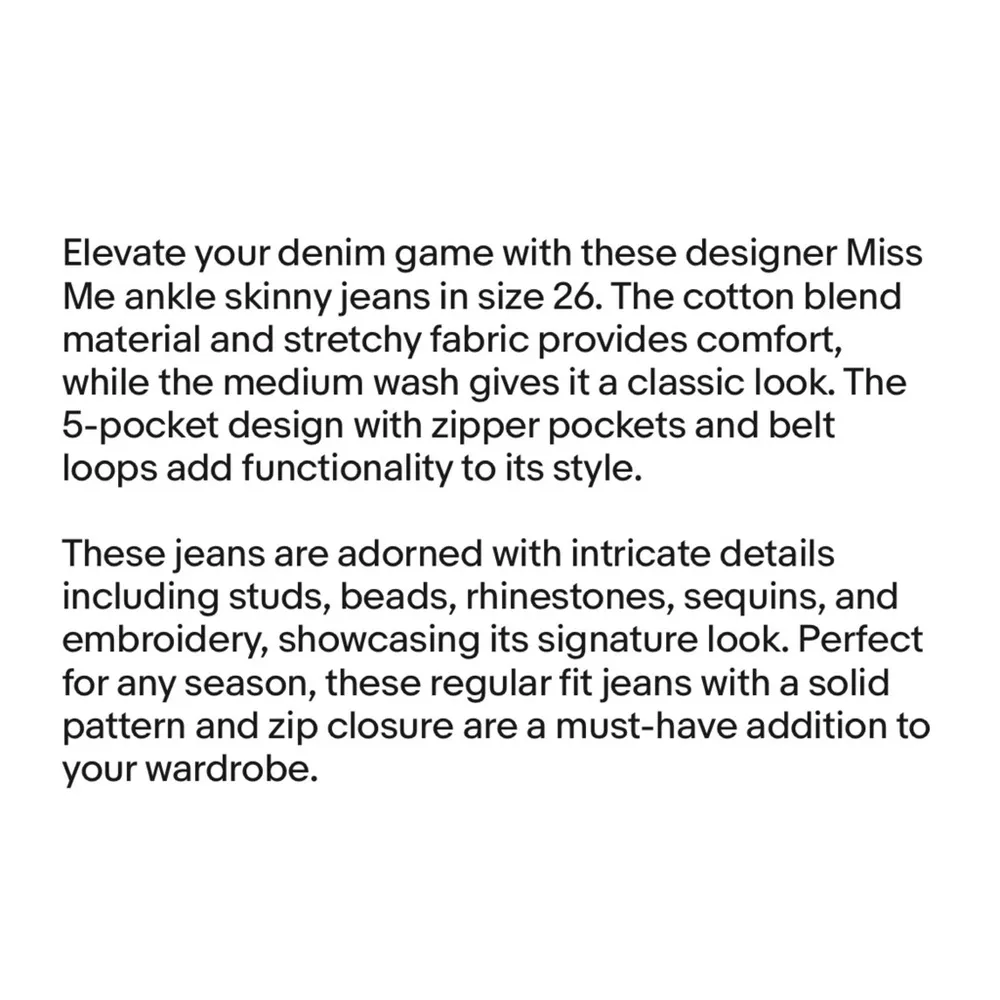 Miss‎ Me | Women’s Ankle Skinny Blue Denim Jeans - 26 - Image 4