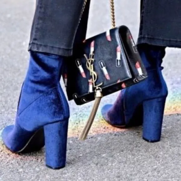 Steve Madden Brisk Blue Velvet Booties - Image 2
