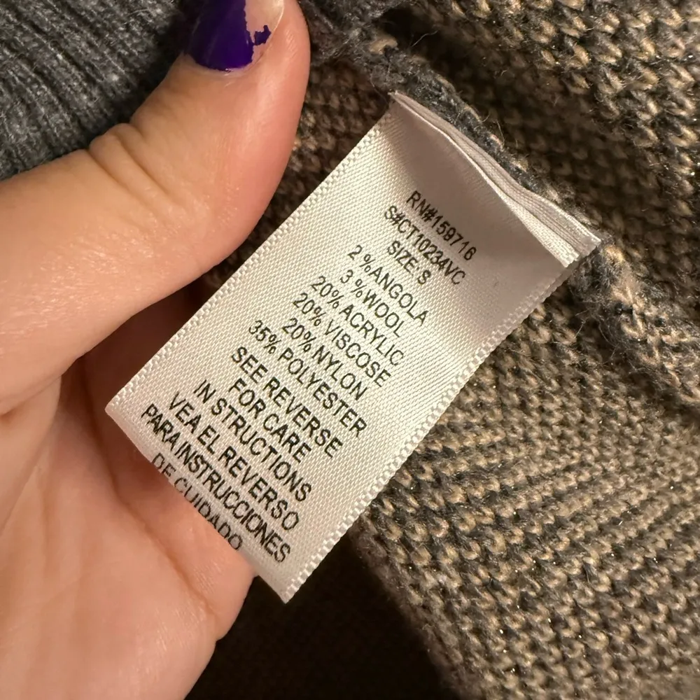 Anthropologie Chrysanthemum Grey Tan Cheetah Print Wool Blend Sweater Small - Image 6