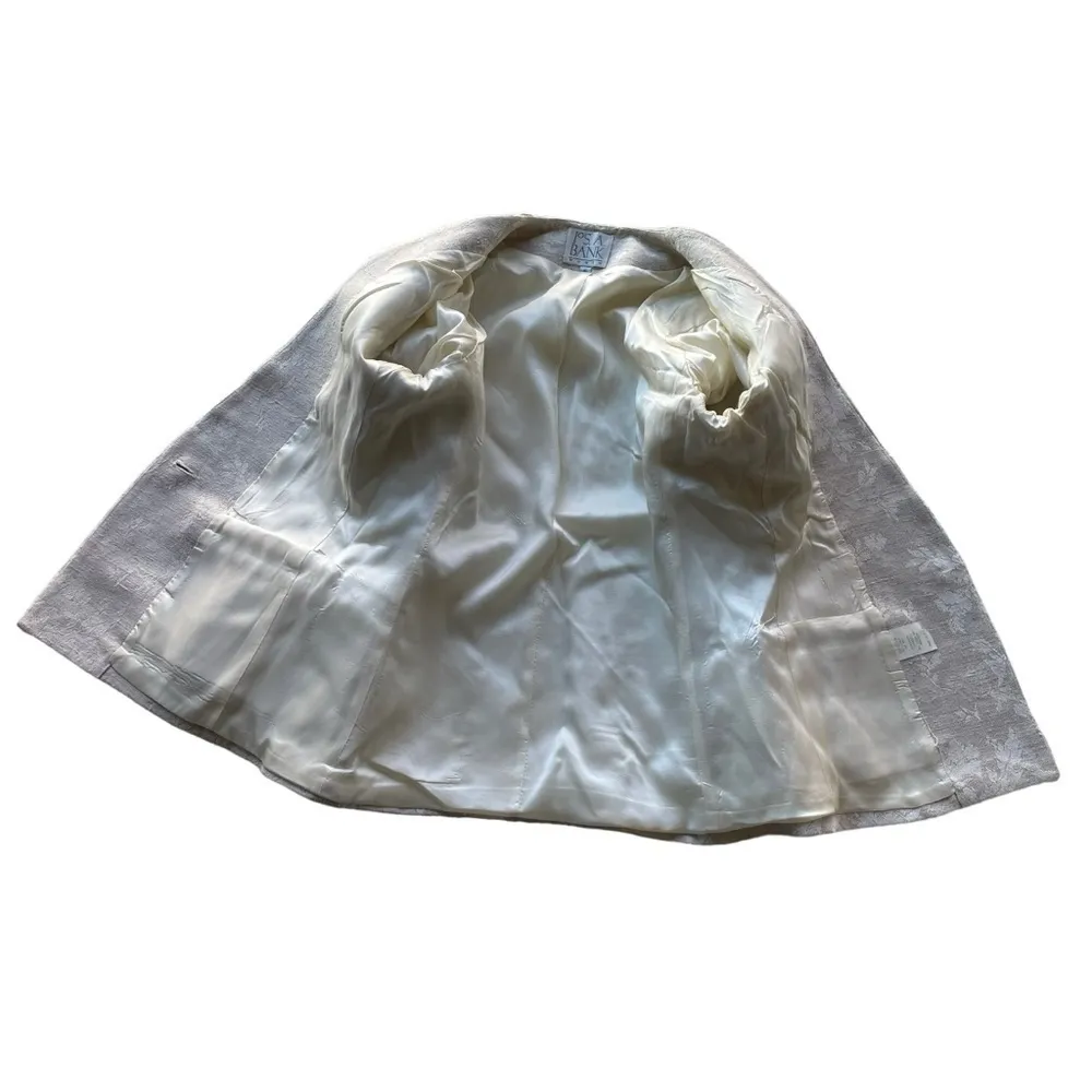 Jos. A. Bank Women Suit Jacket Blazer Beige Floral Tapestry Size 6 Cotton Linen - Image 7