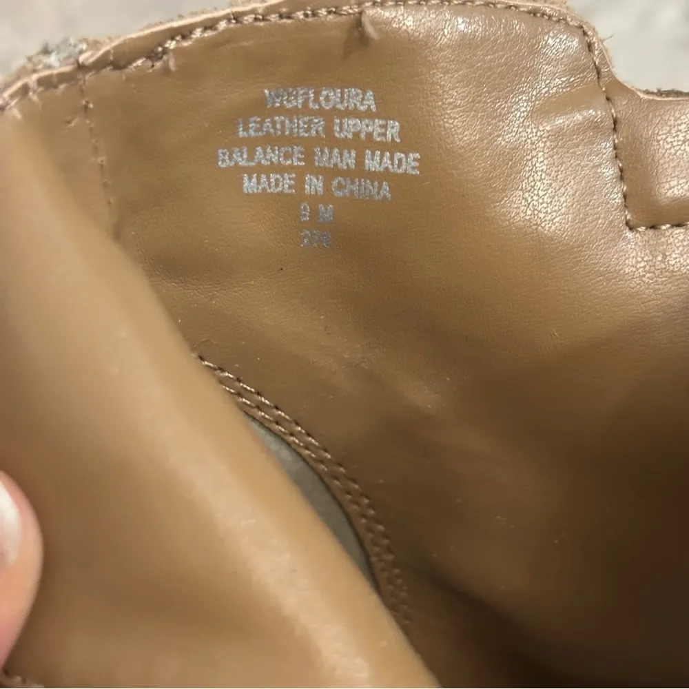 Guess Tan Suede Leather Ankle Booties Tassel Zipper Block Heel Neutral 9 - Image 6