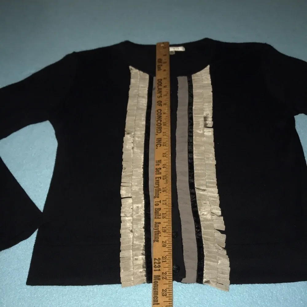 CABI Broadway tuxedo cardigan fringe sweater cashmere cotton blend NEW size M - Image 7