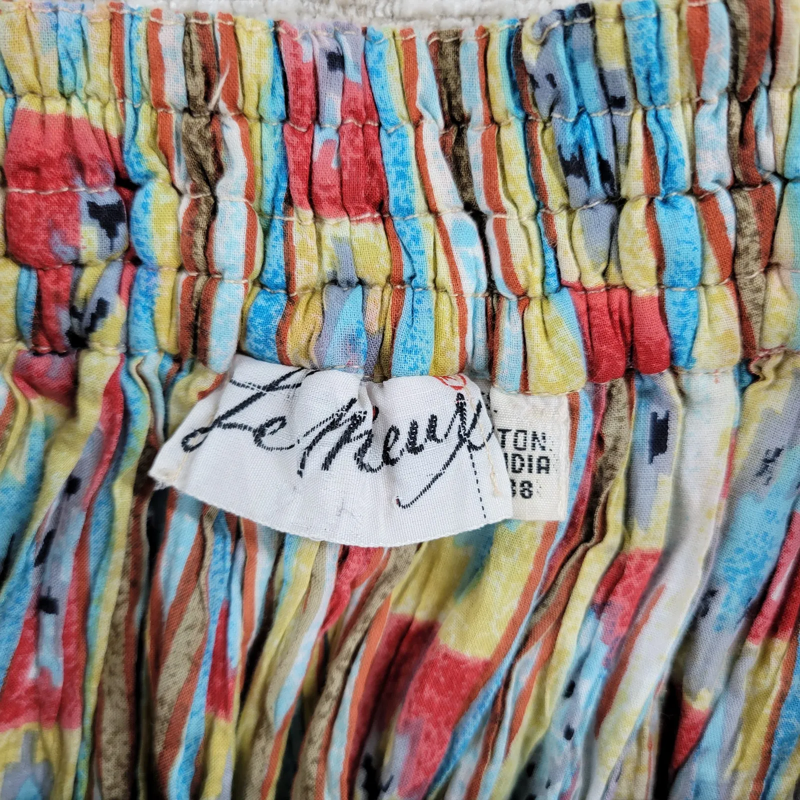 Vintage Le Mieux India Cotton Skirt Womens Boho Folk Pleated Full Multicolor Size undefined - Image 7