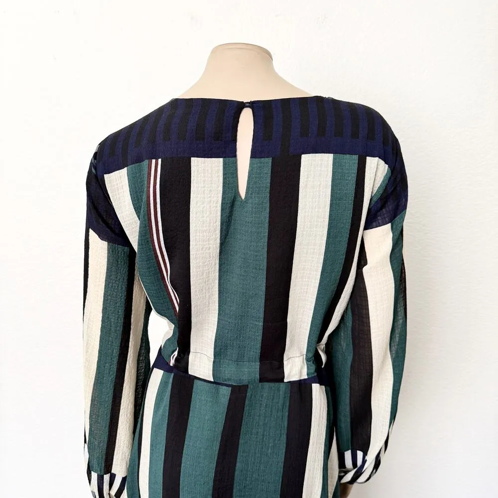 [Anthropologie] Sunday in Brooklyn Striped Green Leger Dress Long Sleeve Size XL - Image 6