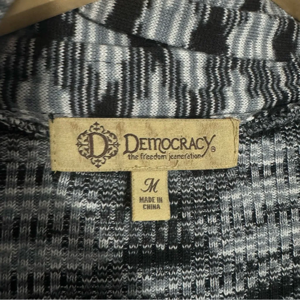 Democracy Open Front Asymmetrical Long Knit‎ Cardigan Black/Gray Size Medium - Image 7