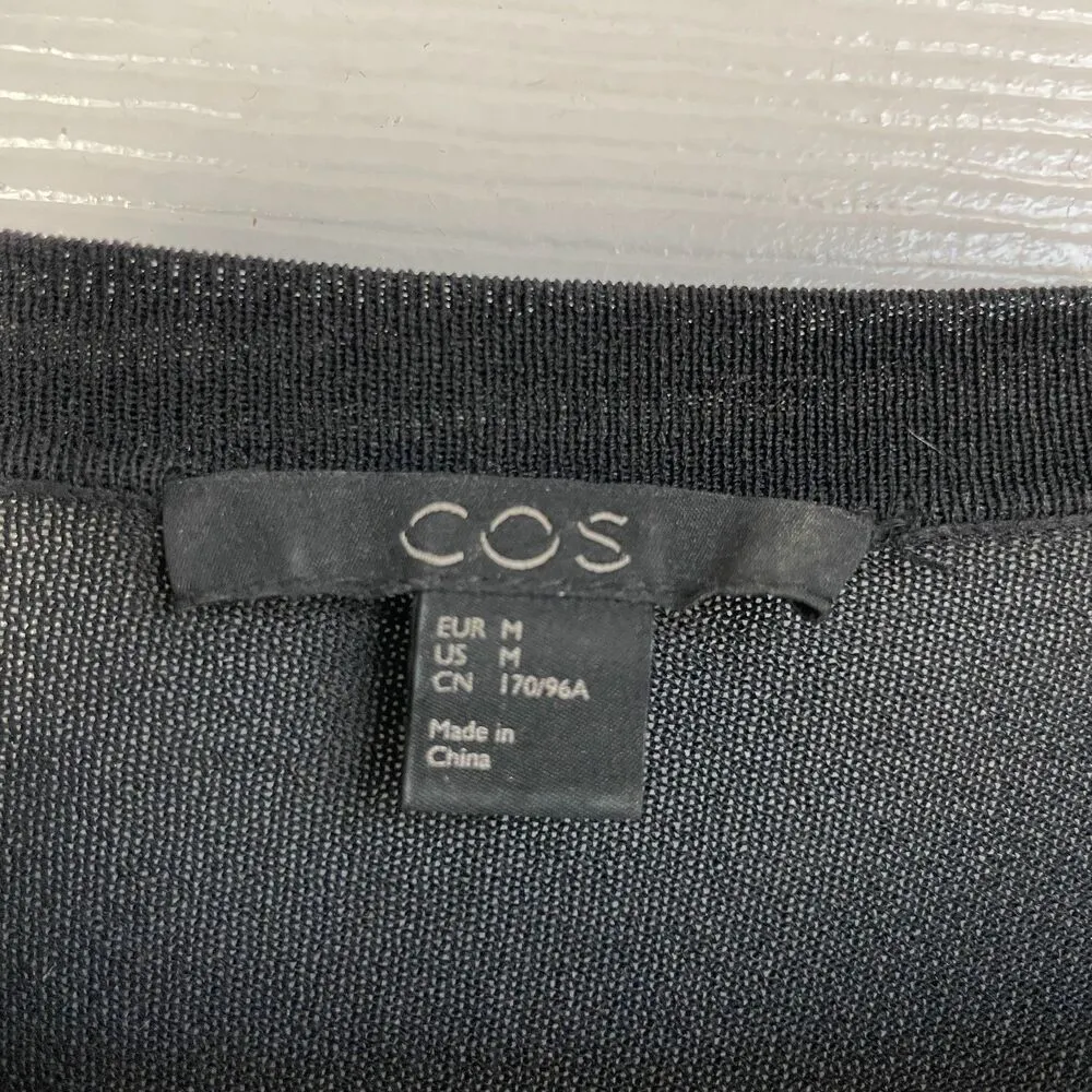 COS Knit Tie Zip Up Draped mini swim coverup lightweight black Dress size M - Image 6