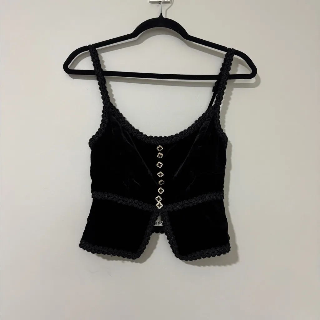 Reformation NWT  Minna Velvet Top Black Size 0 - Image 2