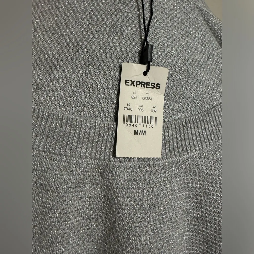 NWT Express Silver Glittery Stretchy Sweater Dress size medium - Image 4