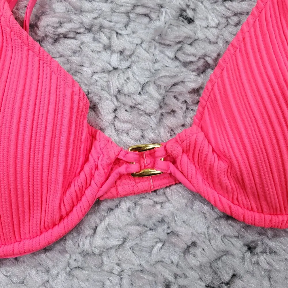 Becca By Rebecca Virtue Moon Ridge Underwire Swim Bikini Top Size Large Pink - Image 3
