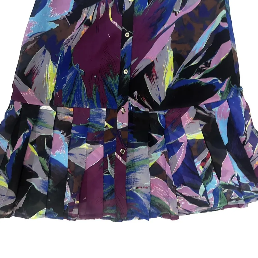 NWT Karen Millen Designer Abstract Floral Pleated Mini Dress Sz 6US Quiet Luxury - Image 8