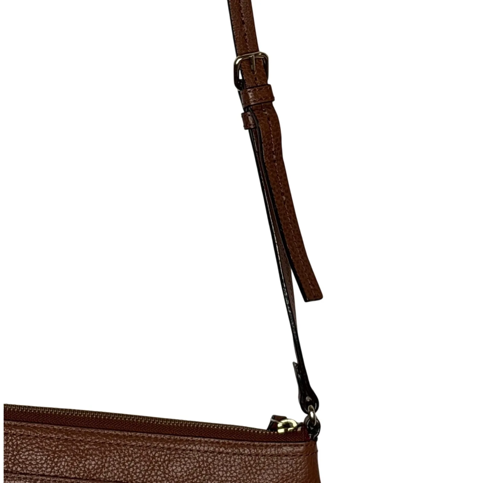 Nordstrom Brown Pebbled Genuine Leather Crossbody Bag Built-in Wallet Purse - Image 15