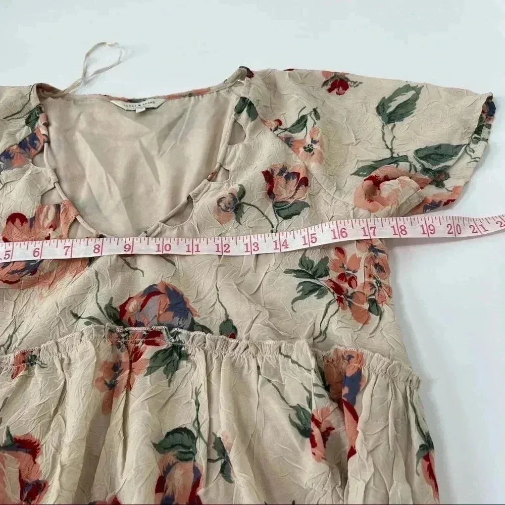 LUCKY BRAND Women's Pink Floral Flutter short sleeve  Top S - Image 8