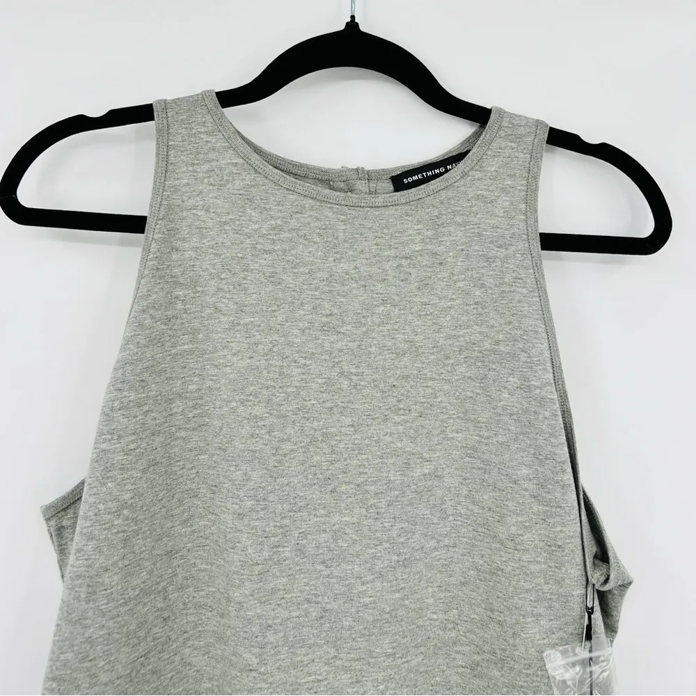 Something Navy 🆕 NWT  Bodysuit Grey Light Heather Top Sleeveless Button Back XL - Image 9
