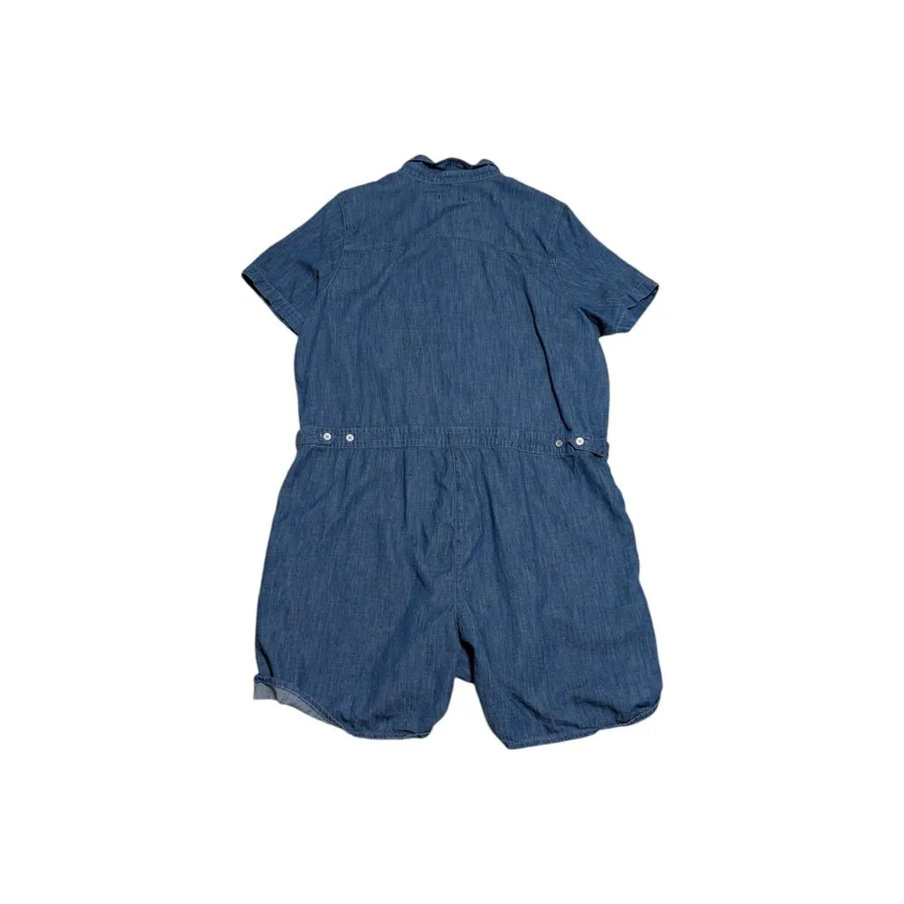 NYDJ Relaxed Denim Romper Horizon Base Blue Womens X-Large XL Jumpsuit Button Up - Image 3