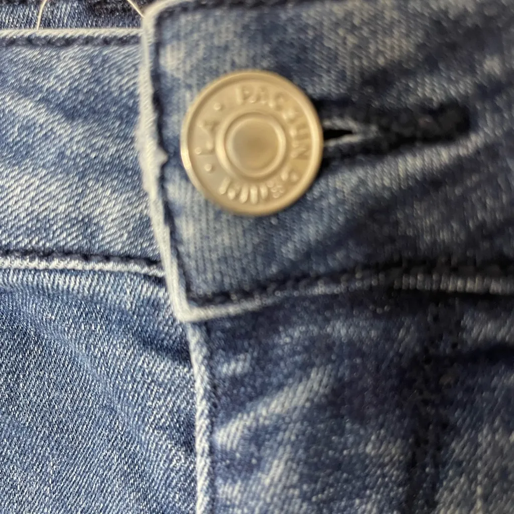 PacSun Super Stretch Shortie Sz 25 cut off Blue Distressed Jean Shorts excellent - Image 4