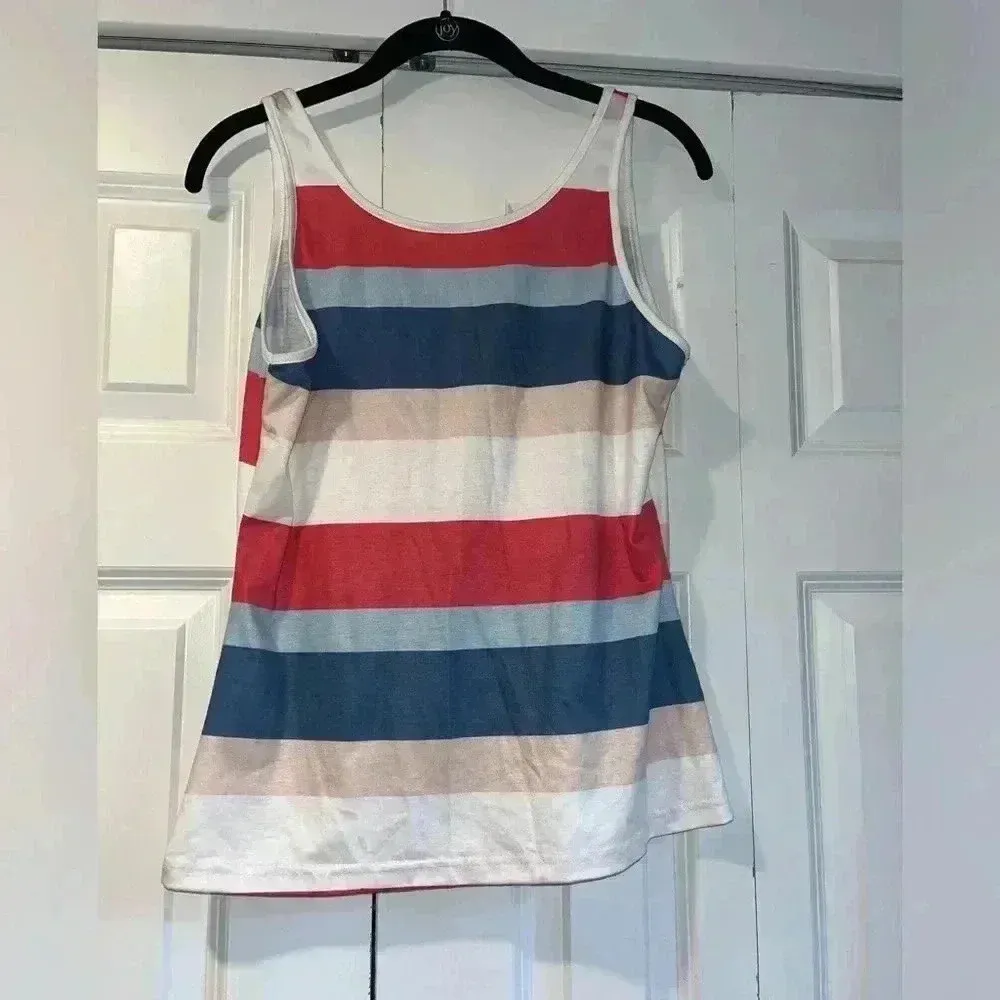Red, white, and‎ blue striped tank top Size S B47 Red Size M - Image 5