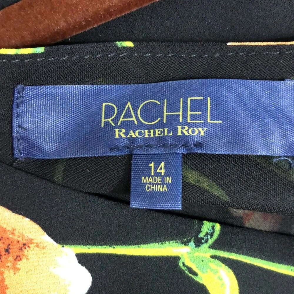Rachel Rachel Roy One Shoulder Floral Dress Size 14 NWT Black - Image 10
