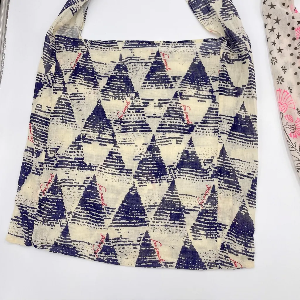Free People Tote Bags Gauzy Lightweight Reusable Shopping White Blue Pink‎ Black - Image 5