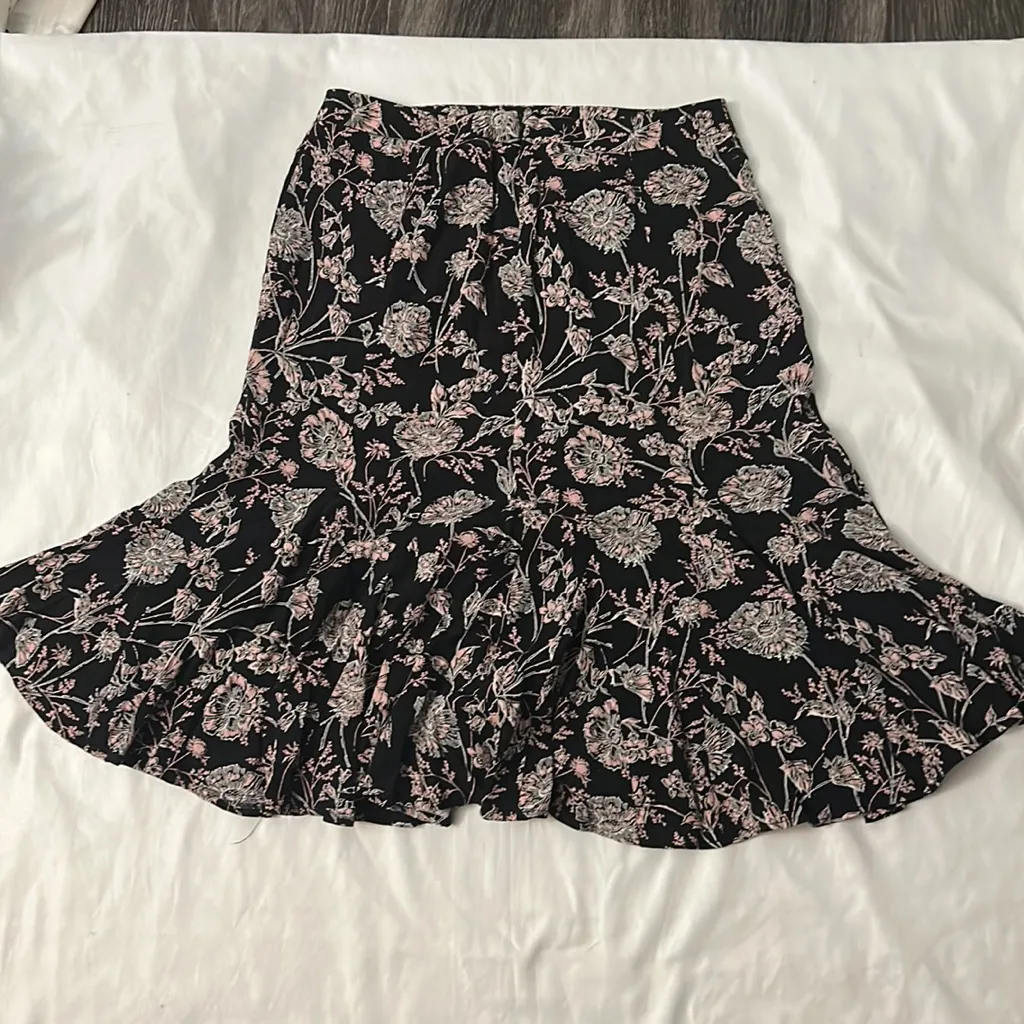Talbots Fit & Flare Skirt 6 Black/Pink Floral Flowy Cottagecore Feminine Boho - Image 4