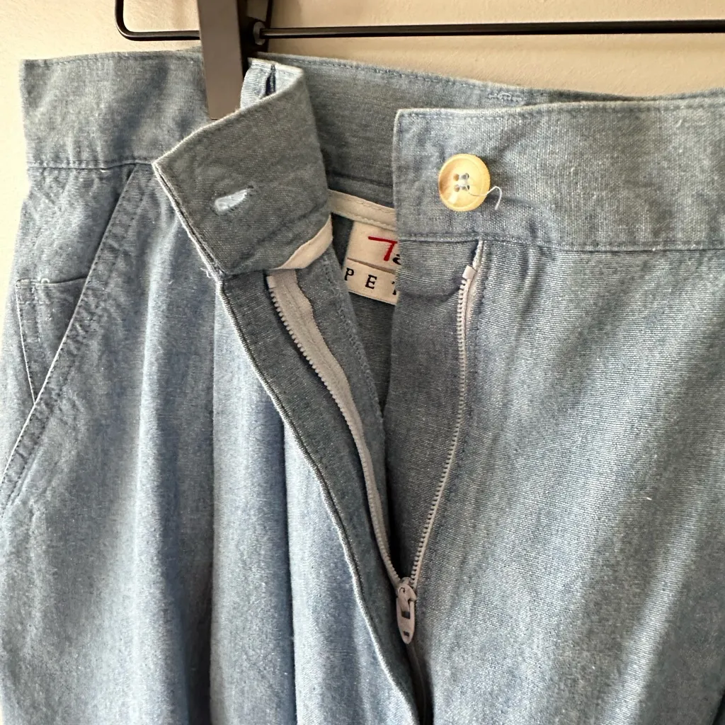 Talbots Vintage Deadstock NWT Denim Skirt 14P Light Wash Pleated Cottagecore - Image 5