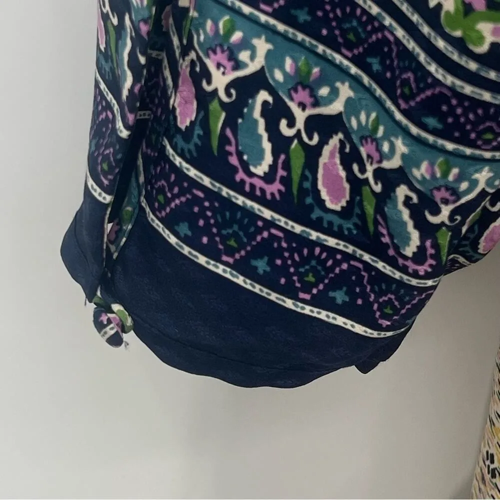 Veronica Beard Lumi 100% silk dress ruffle hem knee length tan navy size 14 NEW - Image 9