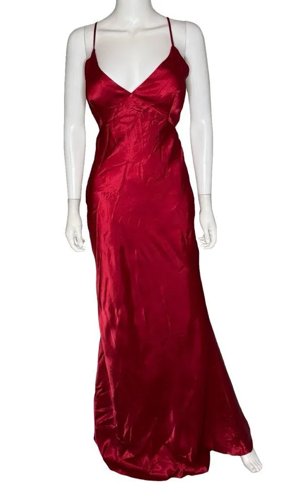 AQUA Formal Women’s Satin Open Back Gown A25650 Red Sz 8 - Image 2