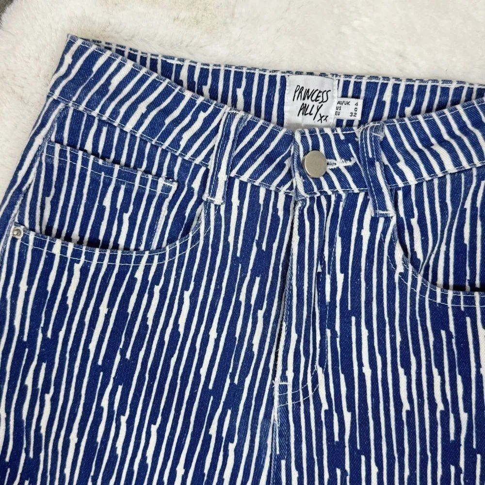 Princess‎ Polly Danica Painted Stripe Crop Jeans Blue White 0 - Image 5