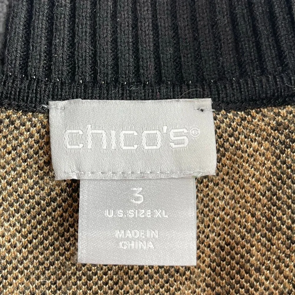 CHICO'S Sweater Tank SZ Extra Large Mock Neck Sleeveless Cashmere Blend Animal - Image 5
