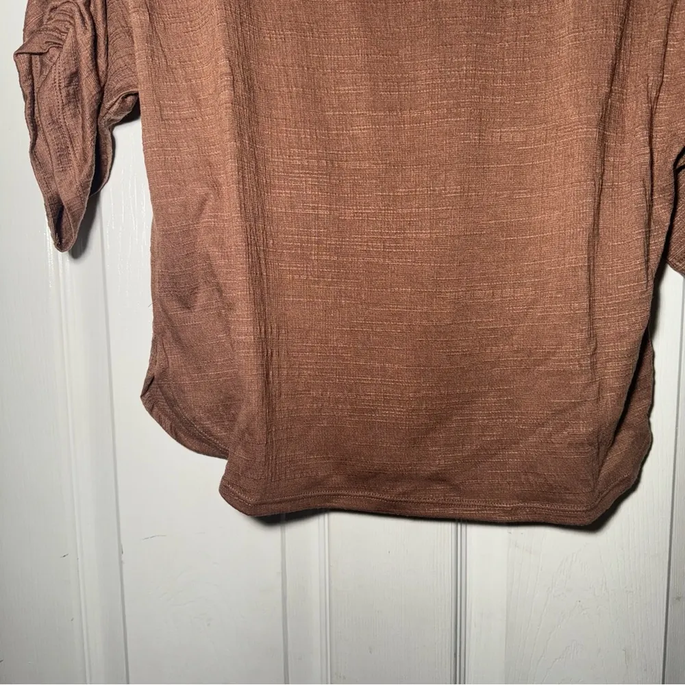 Max Studio • Blouse • Relaxed Fit • Brown • Small • Ruched Sleeves - Image 10