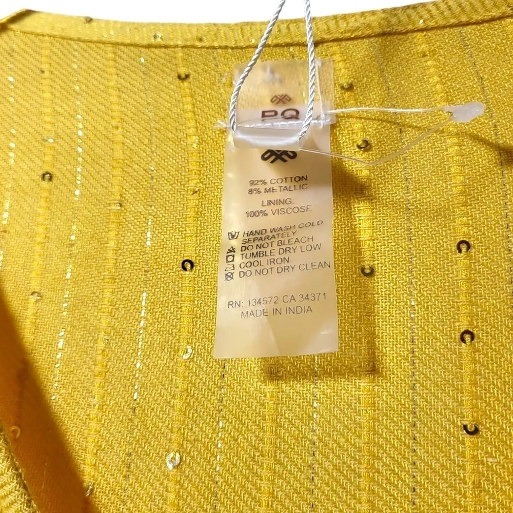 NWT PQ SWIM Haven Angelica Sequined Mini Dress Coverup in Mustard Yellow - Image 11