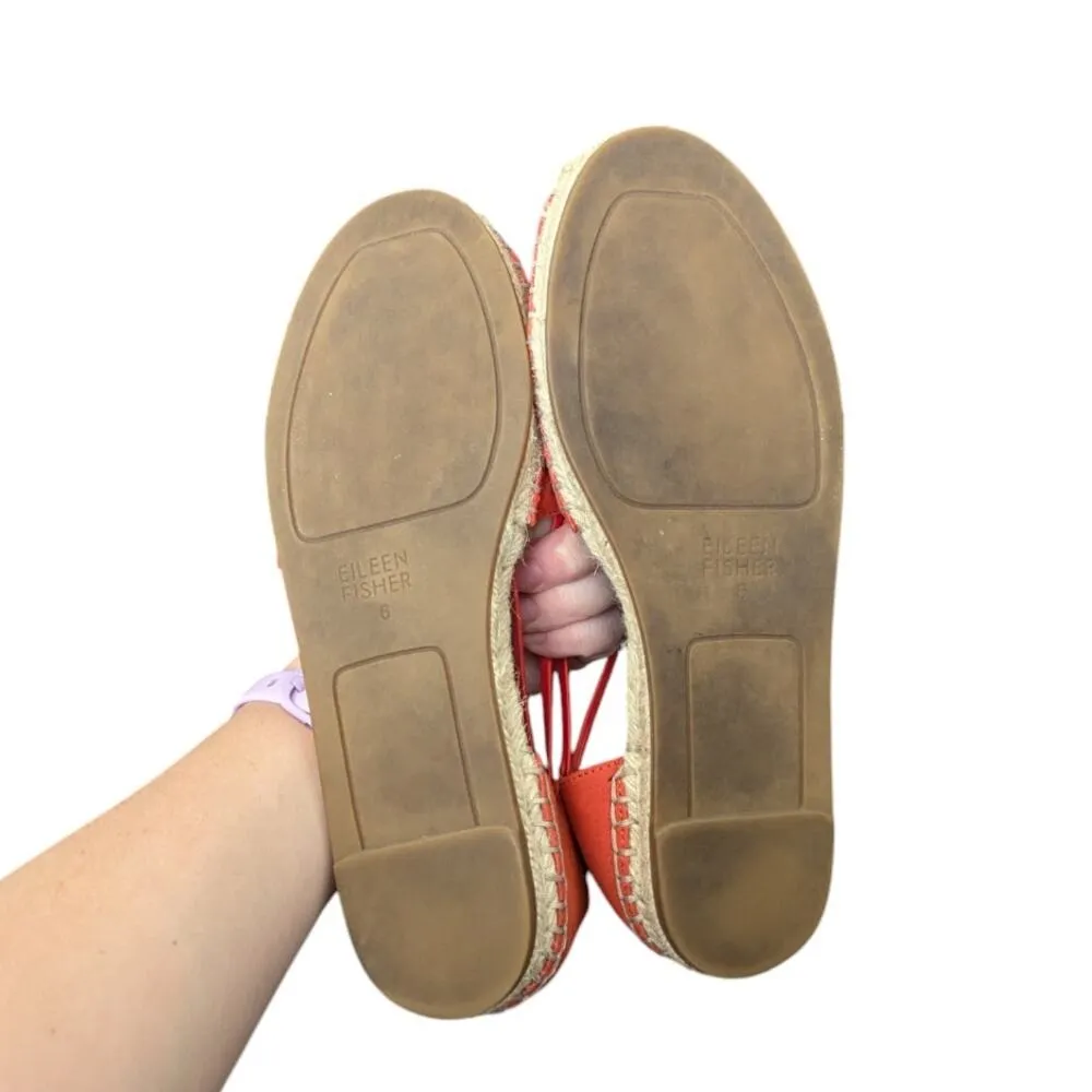 Eileen Fisher Lee Espadrille Sandals Orange Jute Womens 6 Summer Spring Casual - Image 7