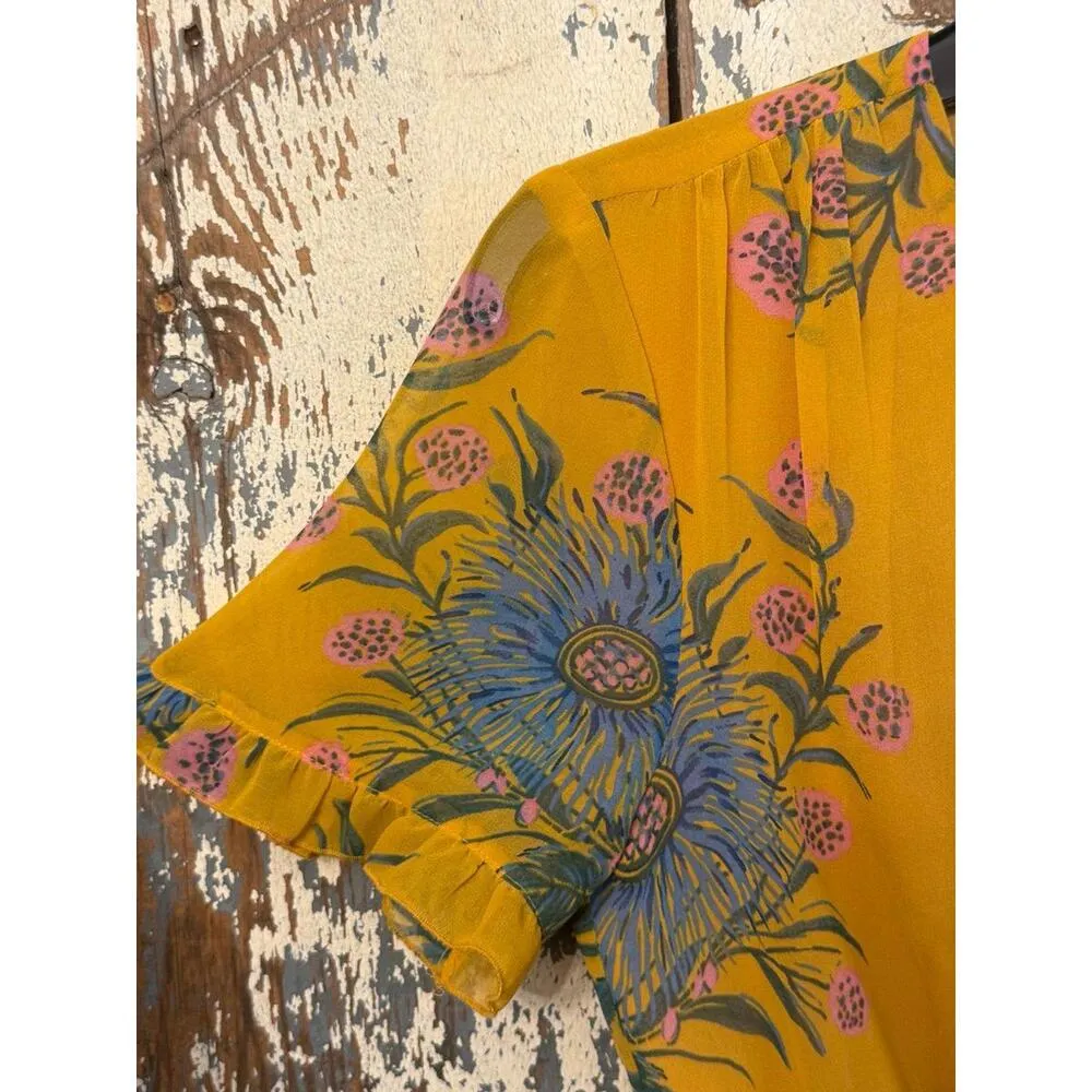 Madewell Sweatgrass Ruffle Sleeve Dress in Painted Blooms, size 0 - Image 5