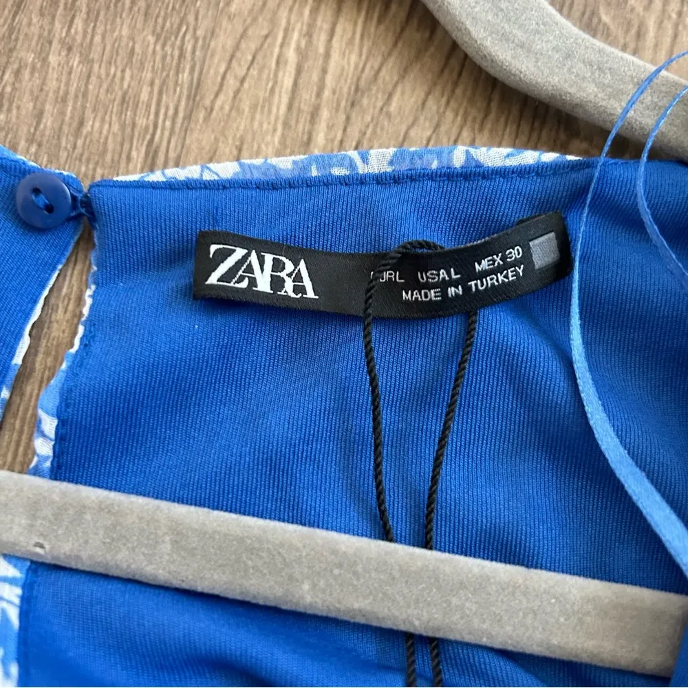 Zara Blue White Floral Ruffle Long Sleeve Short Romper NWT L - Image 14