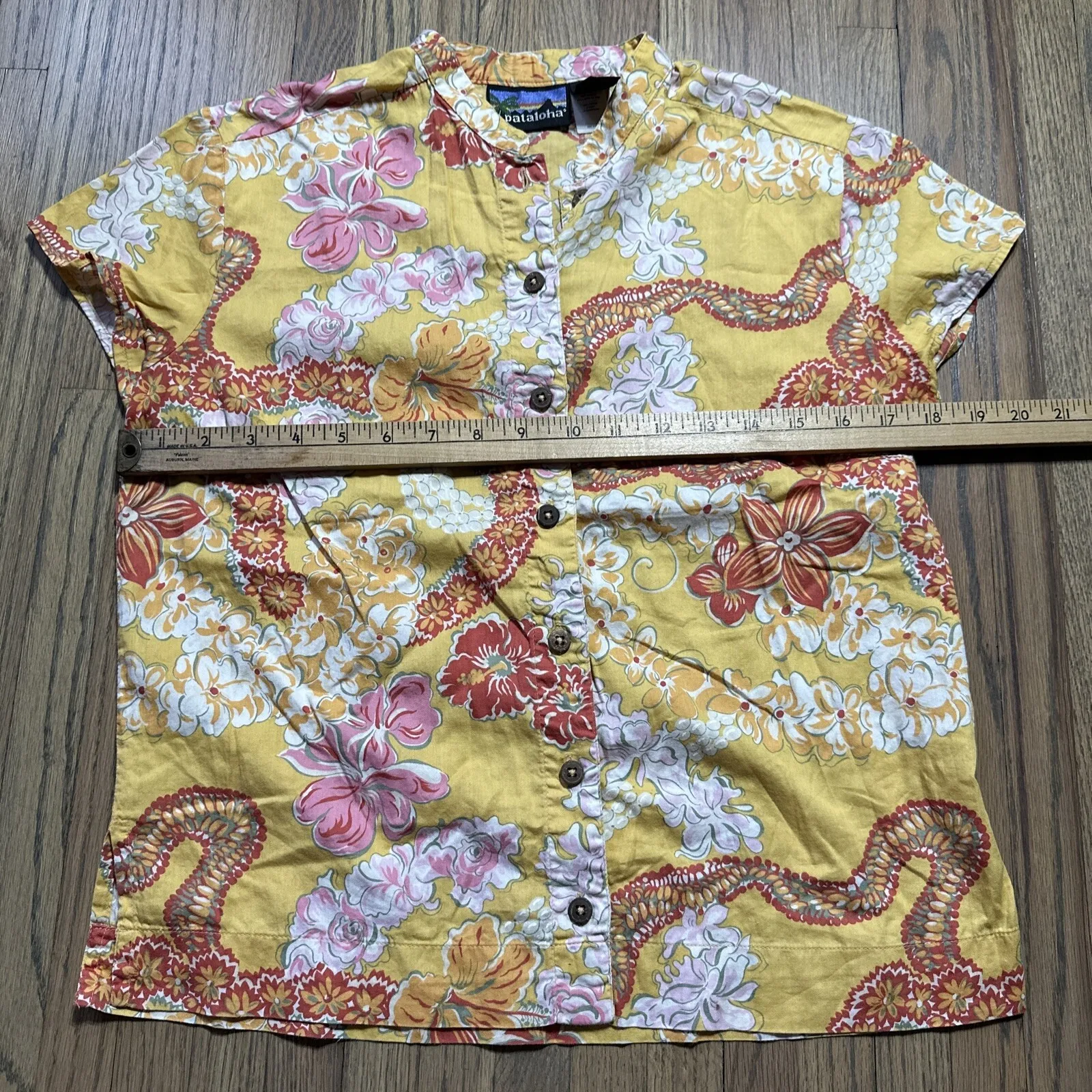 Vintage Patagonia Pataloha Shirt Women's SZ M Yellow Floral Y2K Button COTTON - Image 8