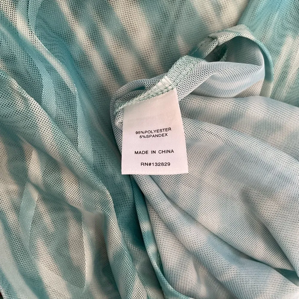 Superdown Mesh Mock Neck Top and Flare Pants in Aqua Stripe - Image 5