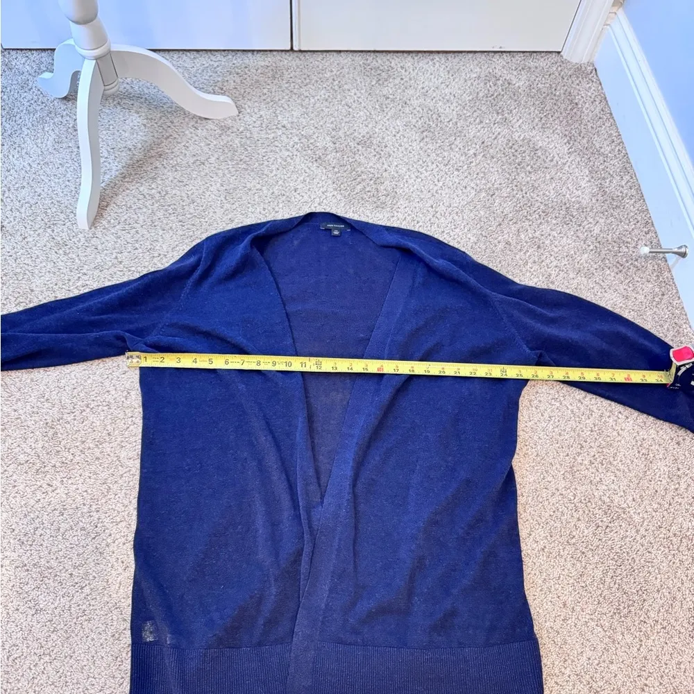 Ann Taylor XXL Navy Linen Blend Long Line Cardigan Quiet Luxury Classic Capsule - Image 9
